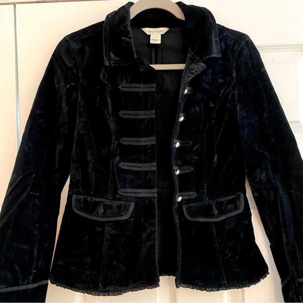 WHBM  black velvet military jacket!10